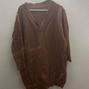 SHEIN Brown V-Neck Sweater